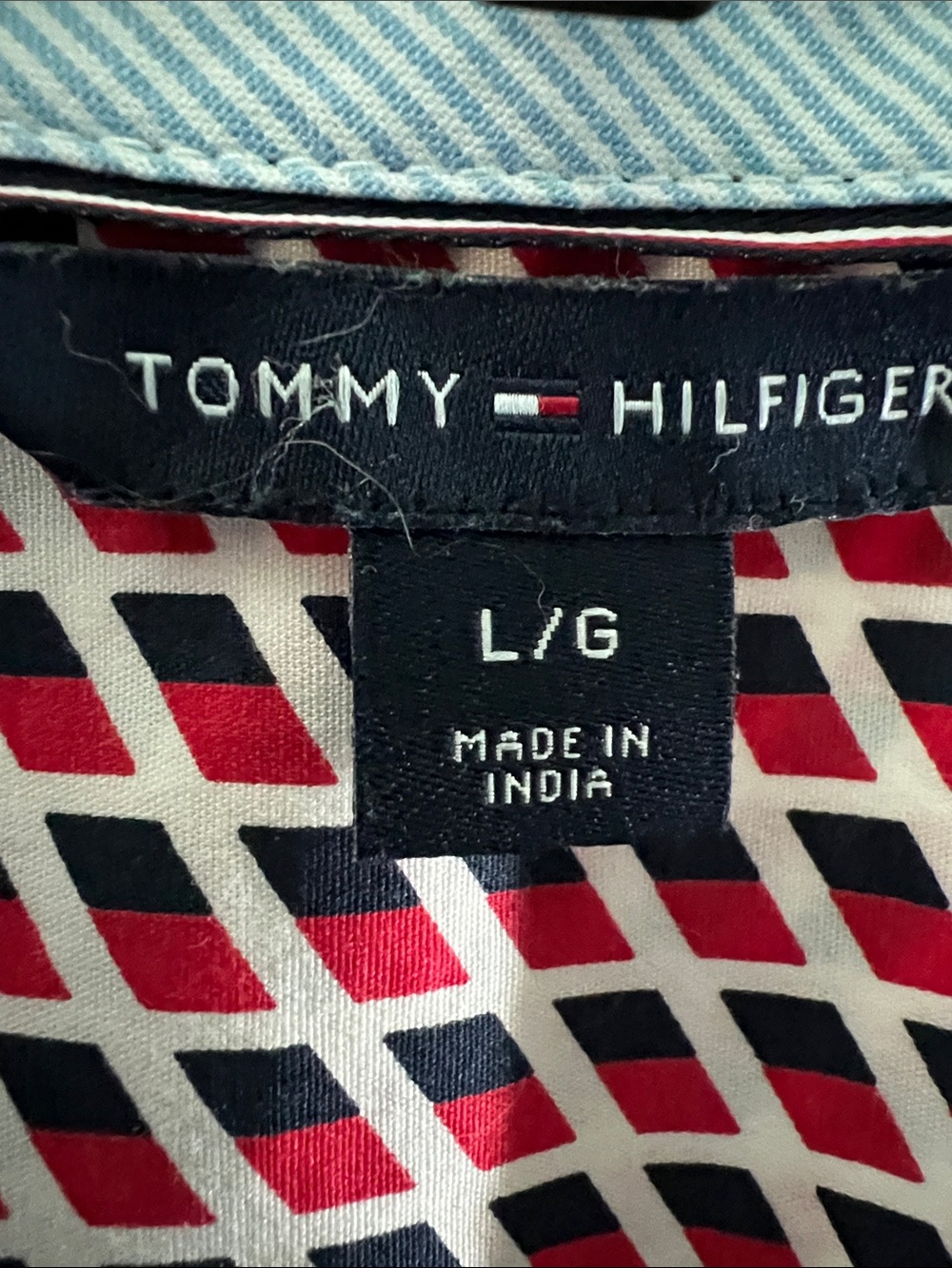 Tommy Hilfiger Red and White Sleeveless Collared Midi Dress with Subtle A-Line